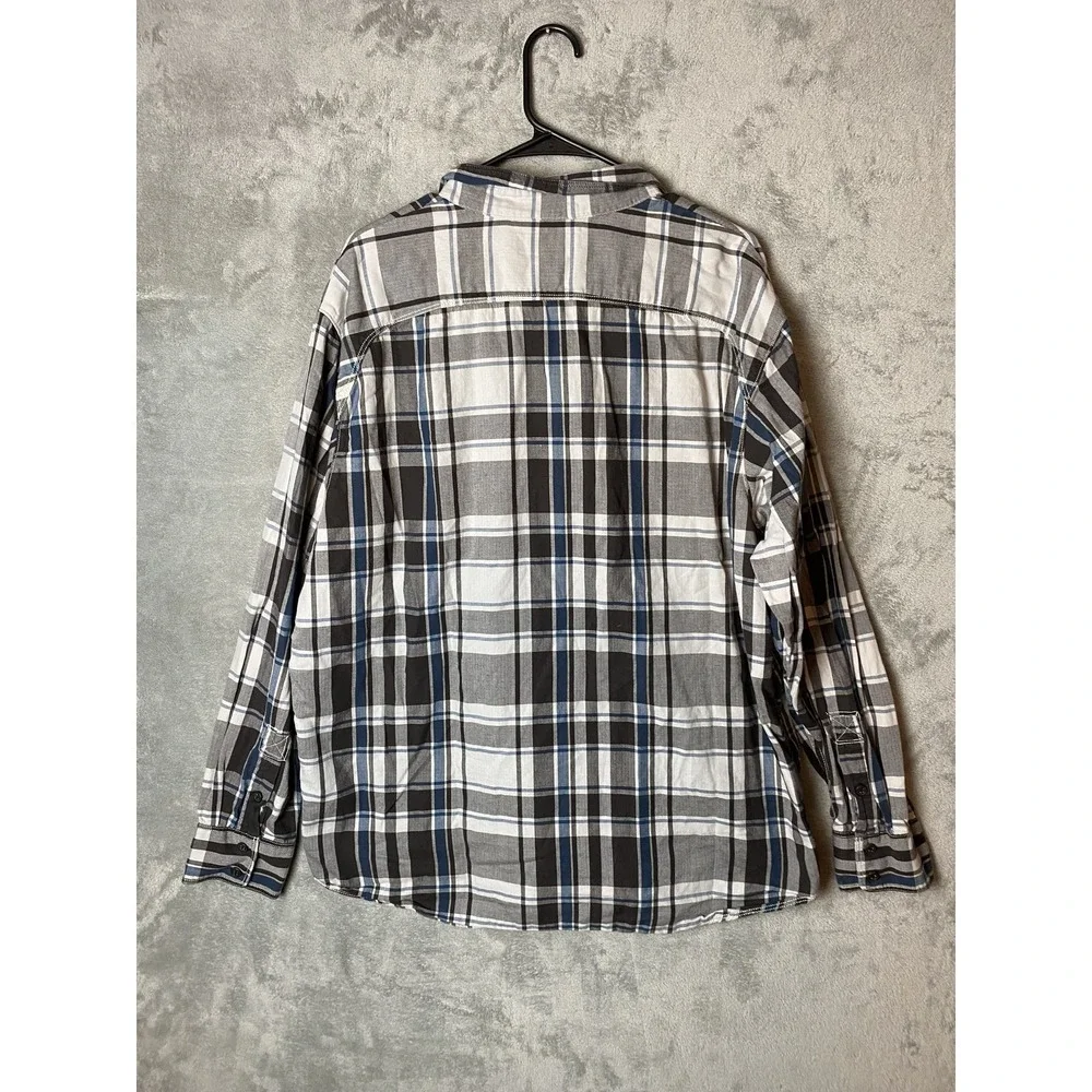 Columbia Mens XL Plaid Button-Up Shirt Grey Long Sleeve